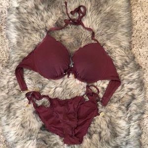Scallop Bikini Set in Wine